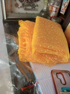 Elegant Yellow Net Saree