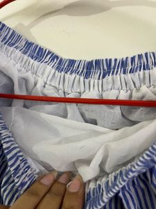 Blue Striped Tiered Skirt