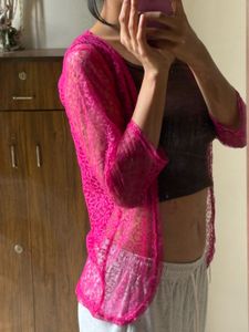 Pink Mesh Shrug