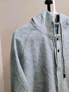 💥BUY1GET1💥 imported gray hooded sweatshirt with a button placket