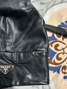 Prada Black Leather Bralette Top