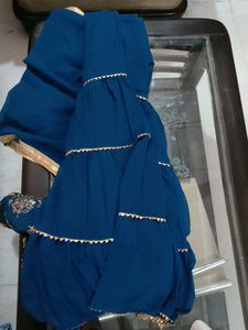 DESIGNER TEAL SHARARA CHOLI WITH STOLE