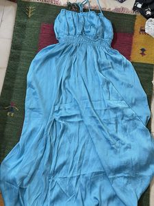 Chic Baby Blue Sundress with Tie Straps