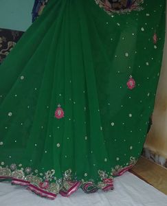 Embroidered Green Fabric