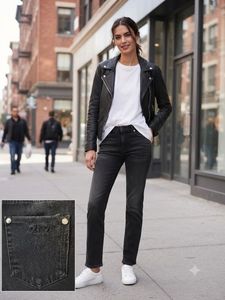 Stylish Dark Wash Straight Leg Jeans