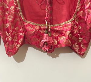 elegant salmon pink ethnic blouse