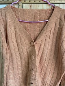 Cute Orange Cable Knit Cropped Cardigan