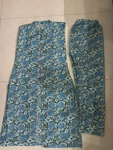 Blue Floral Print Kurta with Pants