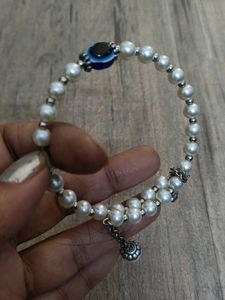Pearl Bracelet with Evil Eye Charm