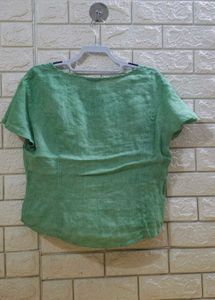 Sea Green Embroidered Short Sleeve Top