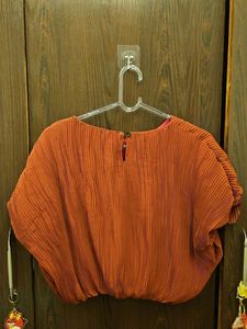 Pleated Orange Crop Top