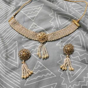 Elegant Pearl &amp; Gold Choker Set