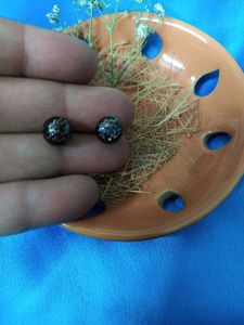 Golden Oval Earrings Two Studs