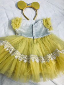Light Yellow And Silver Party Wear Frock