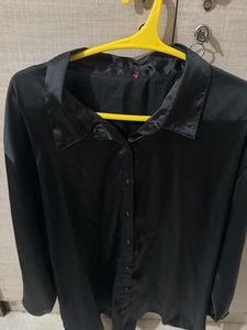 Elegant Black Satin Shirt
