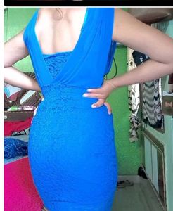 Two Blue And Maroon Red Bodycon Dress Combo