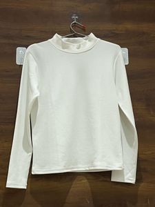 Turtle Neck Regular Fit White Top