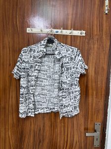 Graphic Print Button-Up Shirt