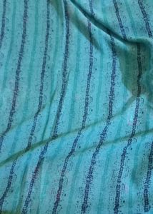 Beautiful Teal Saree with Striped Pattern