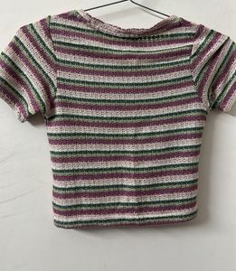 Striped Cropped Knit Top
