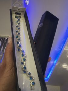 CZ Crystal Silver Plated Sparkling Blue Bracelet