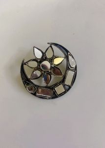 Unique Mirror Embellished Crescent  Ring