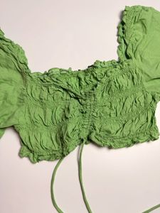 Green Smocked Top