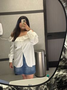 White Off-Shoulder Ruffle Blouse