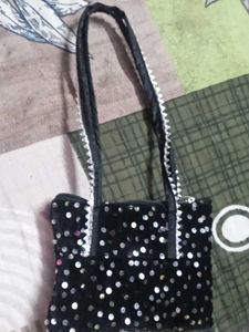 Sparkling Black Sequin Clutch Bag