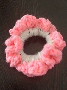Handmade Pink Crochet Scrunchie