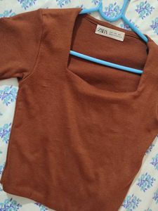 Zara Brown Crop Top
