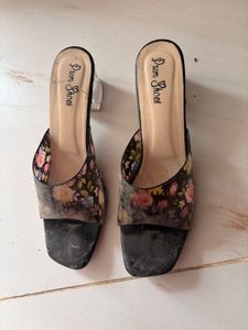 Floral Block Heel Mules