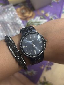 Elegant Black Watch &amp; Bracelet Set