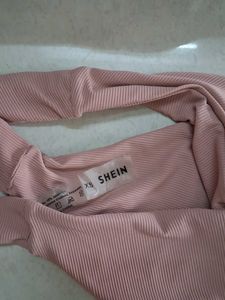 XS Shein Ribbed Pink Bikini Bottom