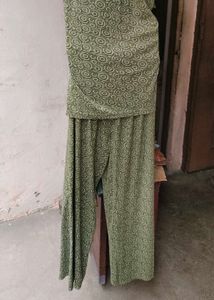 Green Printed Night Suit