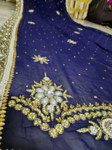 Expensive Navy Blue dimond work Saree
