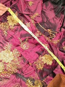 Purple &amp; Gold Embroidered Lehenga