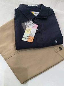 Navy Blue Shirt & Khaki Pants Set