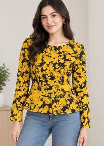 H&M Floral Print Peplum Top