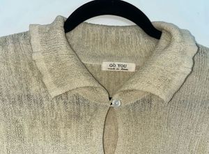 Textured Collared Short Sleeve Top