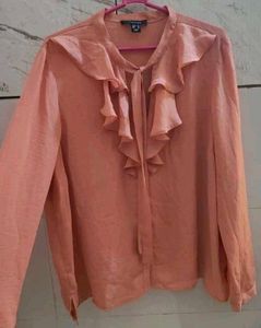 Atmosphere Peach nude ruffle shirt