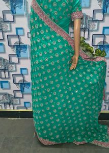 Saree blouse Flourescent green kasab full work