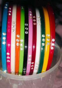 Colorful Stackable Bangles with Rhinestones