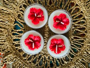 4 pcs jumbo hibiscus candle