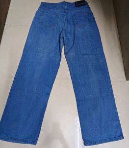 Blue Denim Wide Leg Jeans