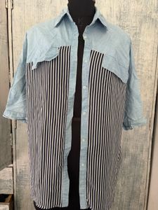 Striped Colorblock Short Sleeve Shirt