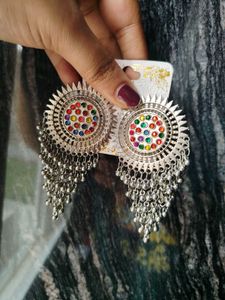 Traditional Oxidised Silver Earrings