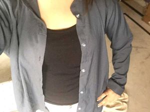 Navy blue/Grey Textured Button-Down Shirt