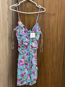 Zara Floral Ruched Mini Dress