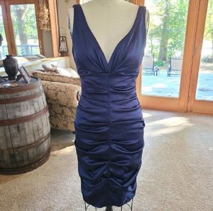 Navy Blue V-Neck Bodycon Dress